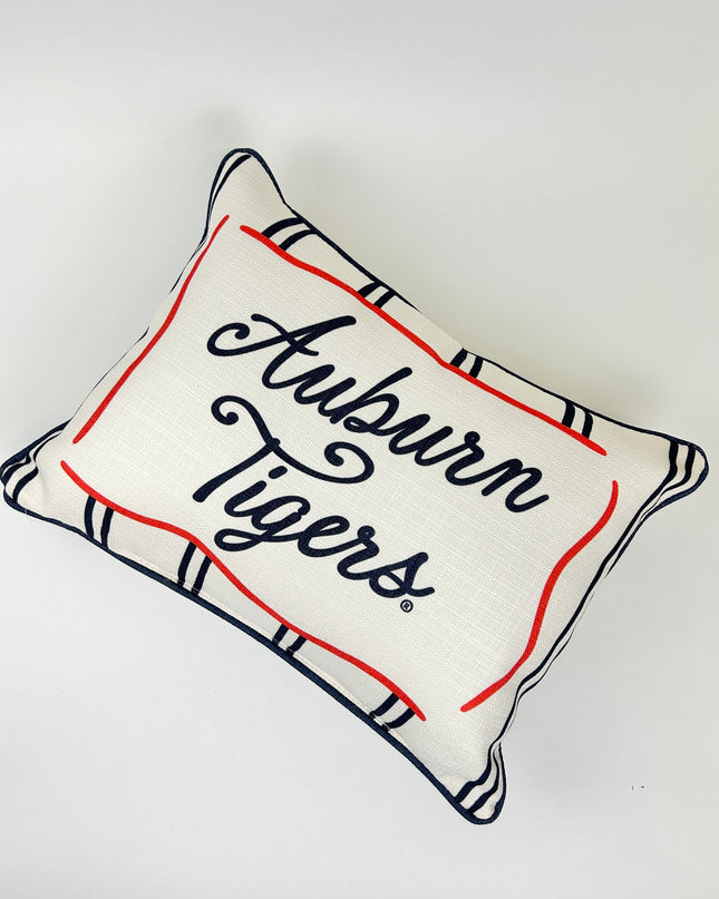 Auburn Tigers Striped Pillow with Navy Piping Pillows in at Wrapsody