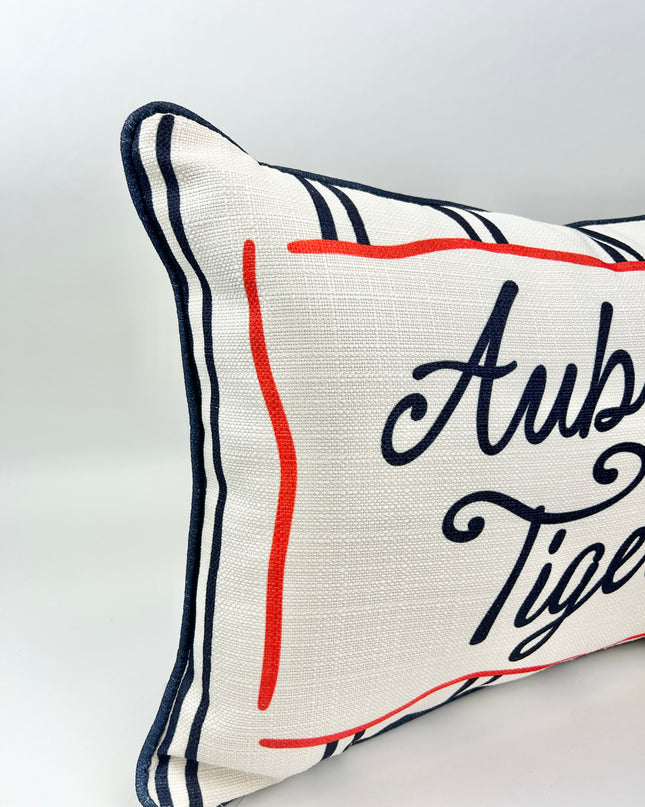 Auburn Tigers Striped Pillow with Navy Piping Pillows in at Wrapsody