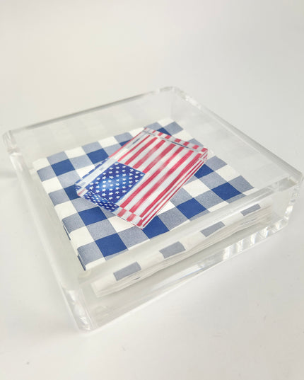 Napkin Holder with American Flag Weight