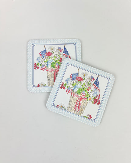 Patriotic Flowers & Flags Coasters Home Decor in at Wrapsody