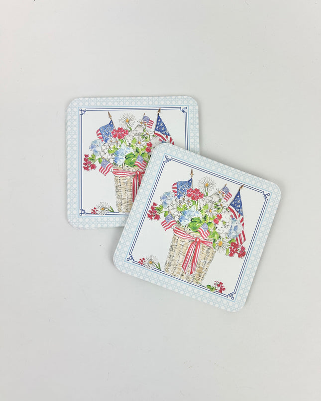 Patriotic Flowers & Flags Coasters Home Decor in at Wrapsody