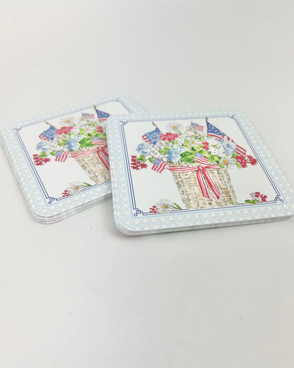 Patriotic Flowers & Flags Coasters Home Decor in at Wrapsody