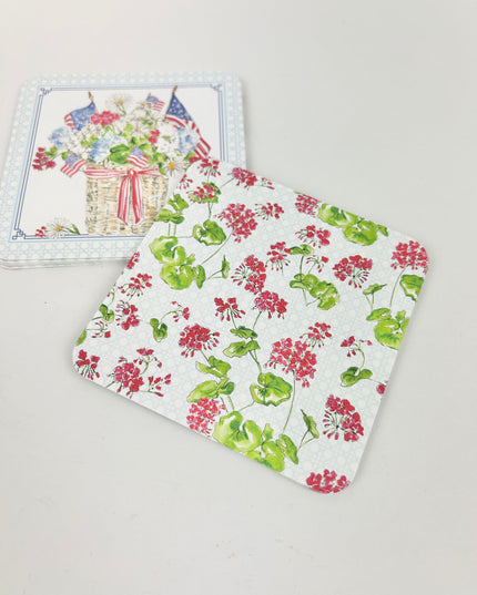Patriotic Flowers & Flags Coasters Home Decor in at Wrapsody