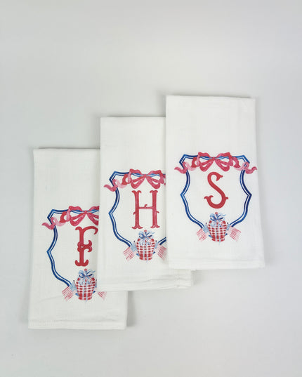 Patriotic Crest Initial Tea Towel