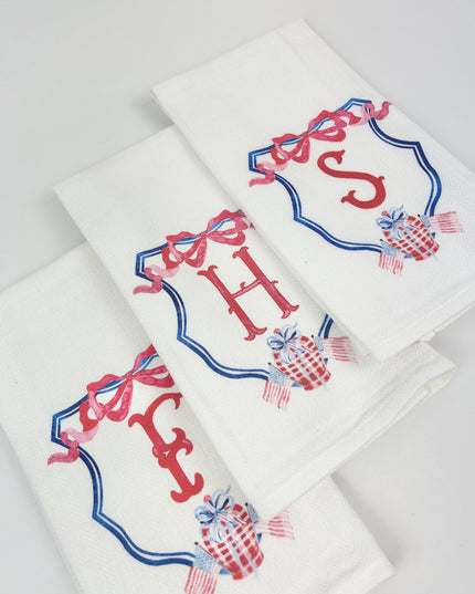 Patriotic Crest Initial Tea Towel