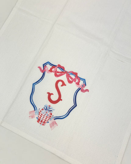 Patriotic Crest Initial Tea Towel