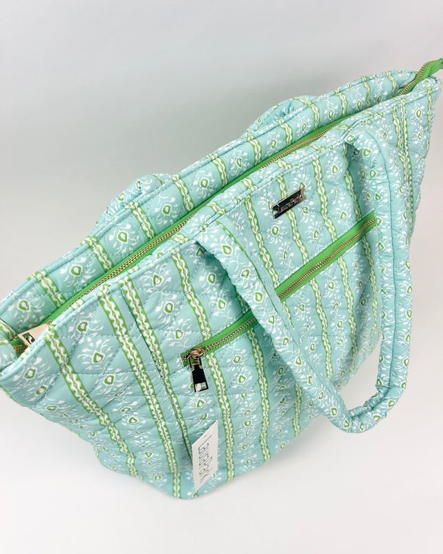 Laura Park Rosemary Stripe Blue Quilted Tote Bag