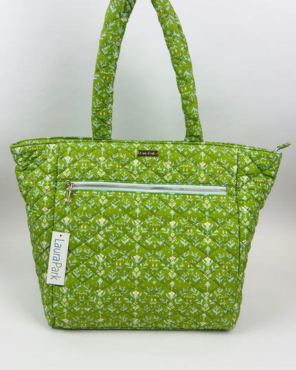 Laura Park Petal Garden Green Quilted Tote Bag
