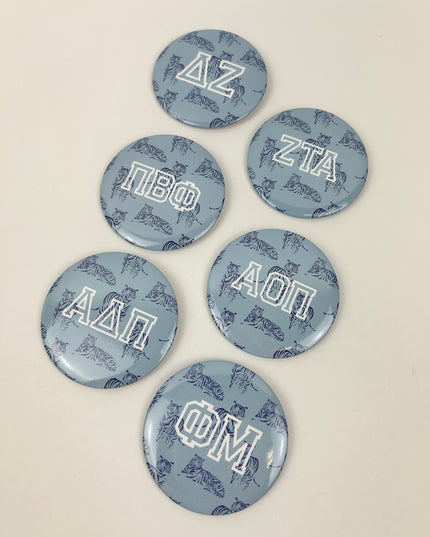 Sorority Blue Tiger Button