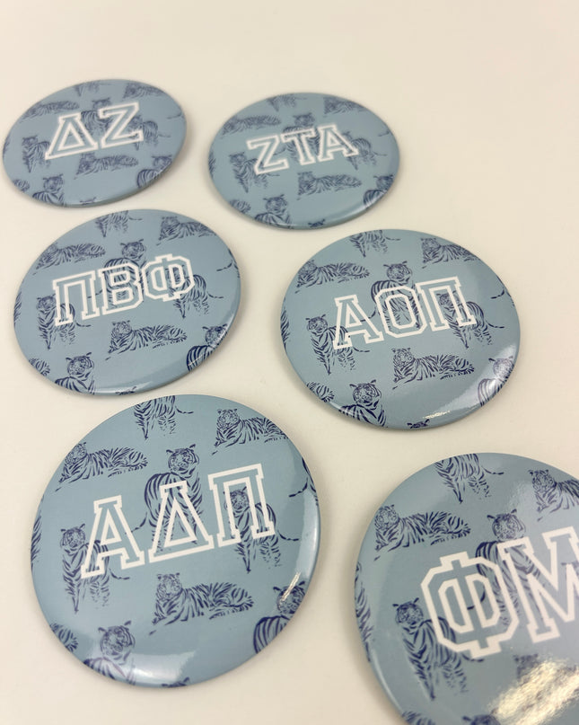Sorority Blue Tiger Button Greek in at Wrapsody