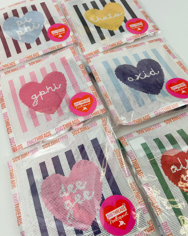 Sorority Heart Shaped Needlepoint Kit Greek in at Wrapsody