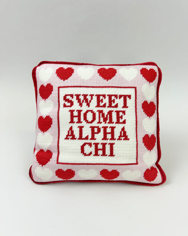 Sorority Needlepoint Pillow Greek in Alpha Chi Omega at Wrapsody
