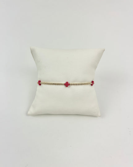 Enewton Small Signature Cross 2mm Bracelet - Red Bracelets in at Wrapsody