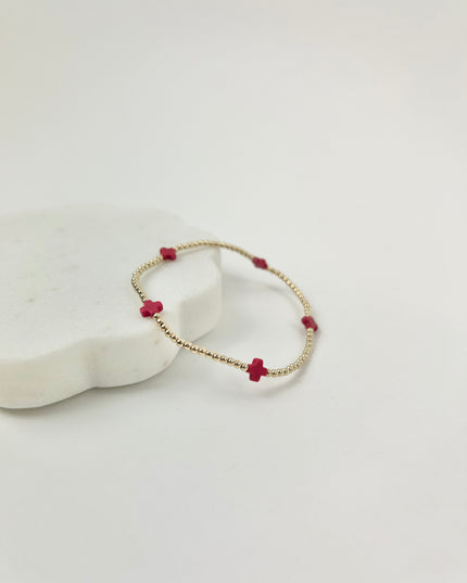 Enewton Small Signature Cross 2mm Bracelet - Red Bracelets in at Wrapsody