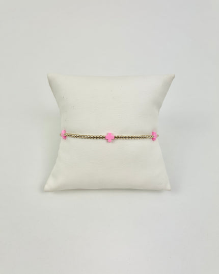 Enewton Small Signature Cross 2mm Bracelet - Bright Pink Bracelets in at Wrapsody
