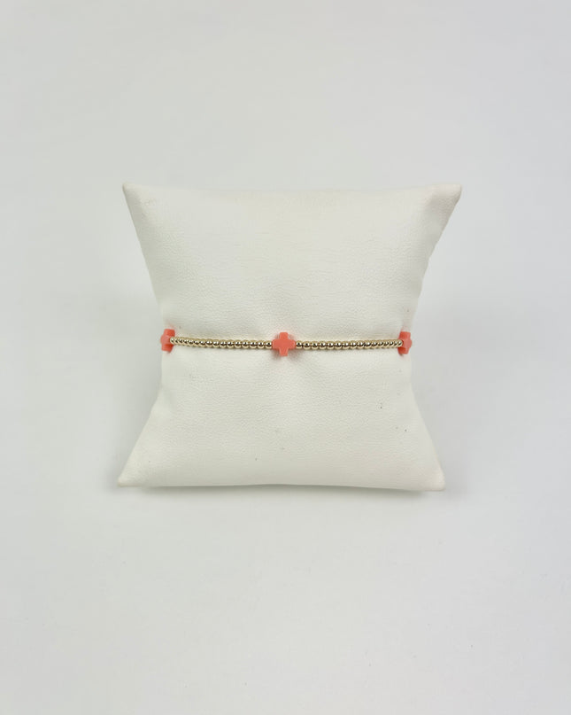Enewton Small Signature Cross 2mm Bracelet - Coral Bracelets in at Wrapsody