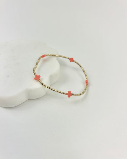 Enewton Small Signature Cross 2mm Bracelet - Coral Bracelets in at Wrapsody