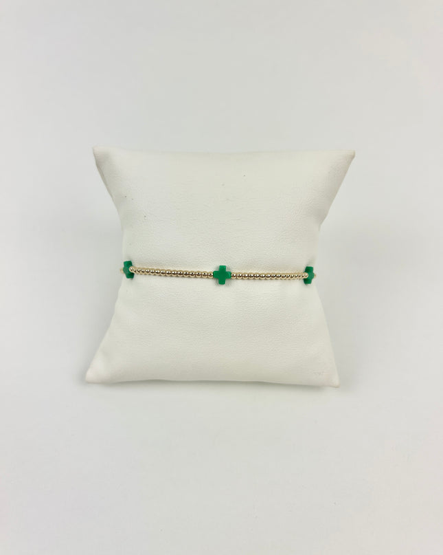 Enewton Small Signature Cross 2mm Bracelet - Emerald Bracelets in at Wrapsody