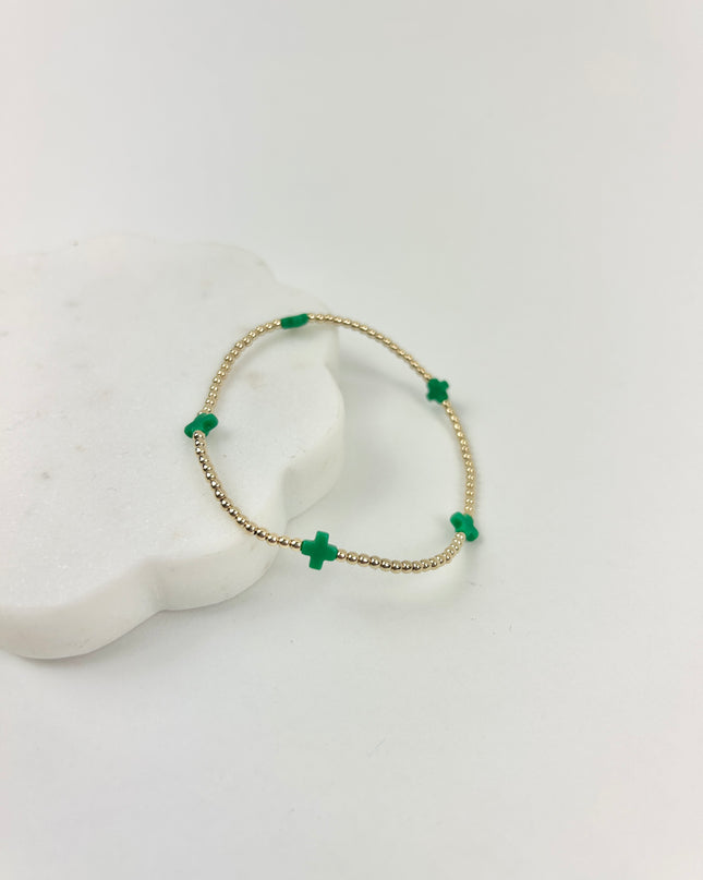 Enewton Small Signature Cross 2mm Bracelet - Emerald Bracelets in at Wrapsody