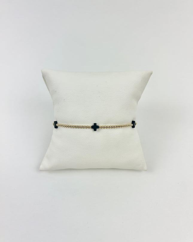 Enewton Small Signature Cross 2mm Bracelet - Onyx Bracelets in at Wrapsody