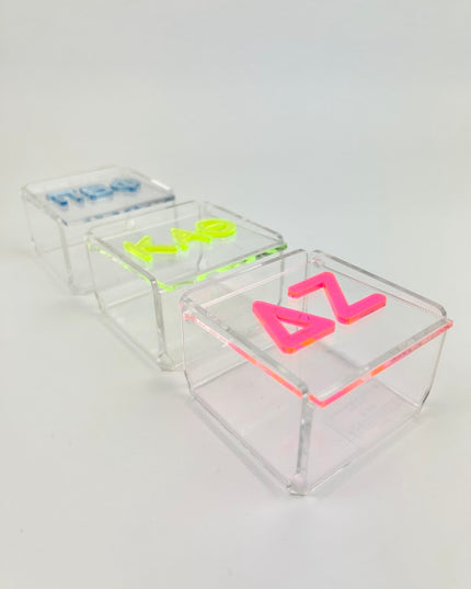 Acrylic Box w Neon Letters Greek in  at Wrapsody