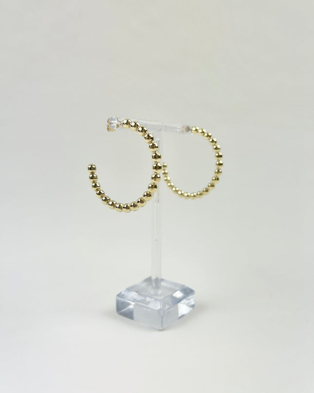 eNewton 4mm Beaded Classic 1.25" Post Hoop Earrings in at Wrapsody