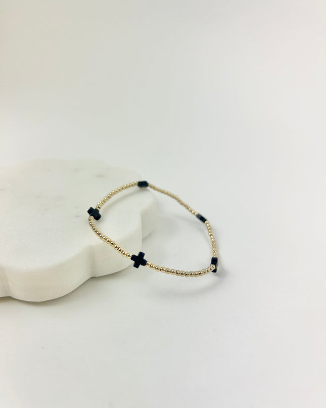 Enewton Small Signature Cross 2mm Bracelet - Navy Bracelets in at Wrapsody