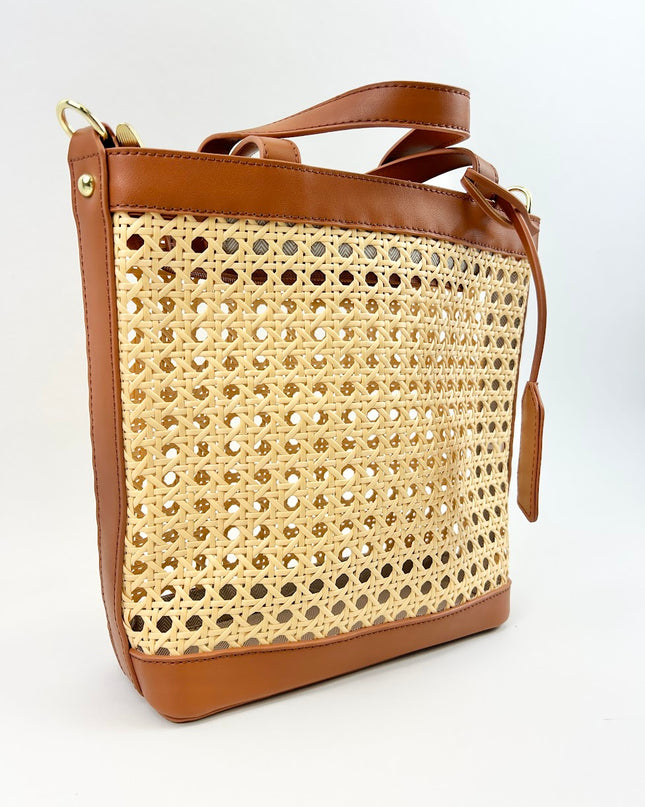 St Barth Tote - Cognac Handbags in  at Wrapsody