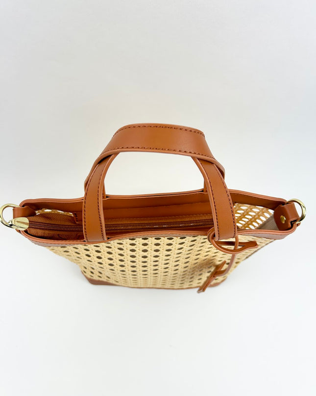 St Barth Tote - Cognac Handbags in  at Wrapsody