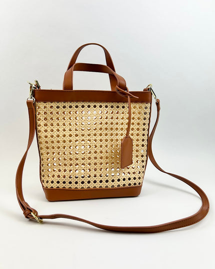 St Barth Tote - Cognac Handbags in  at Wrapsody