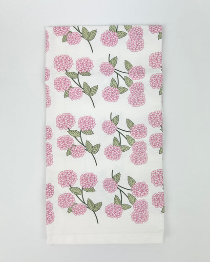 Pink Hydrangeas Towel Kitchen Towels in at Wrapsody