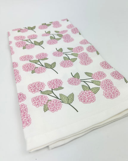 Pink Hydrangeas Towel Kitchen Towels in at Wrapsody