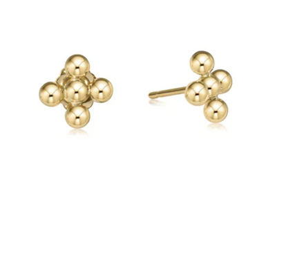 Enewton Classic Beaded Signature Cross Stud 4mm Earrings in  at Wrapsody