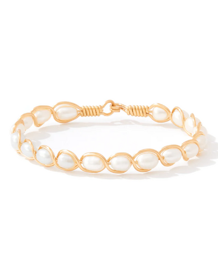 Ronaldo Natural Charm Bracelet Gold w/ White Pearls Bracelets in  at Wrapsody