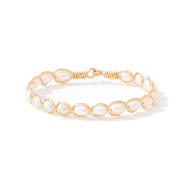 Ronaldo Natural Charm Bracelet Gold w/ White Pearls Bracelets in  at Wrapsody