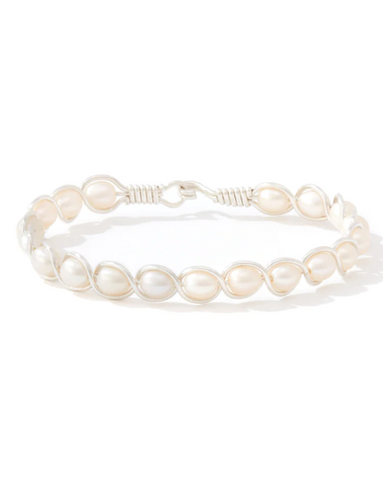 Ronaldo Natural Charm Bracelet Silver w/ White Pearls Bracelets in  at Wrapsody