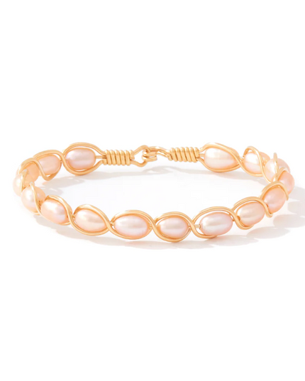 Ronaldo Natural Charm Gold with Pink Pearls Bracelets in  at Wrapsody