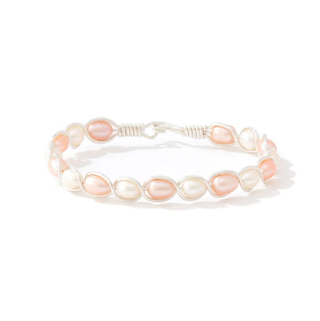 Ronaldo Natural Charm Silver with Pink/White Pearls Bracelets in  at Wrapsody