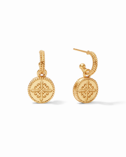 Julie Vos Fleur-de-Lis Hoop & Charm Earring Earrings in  at Wrapsody