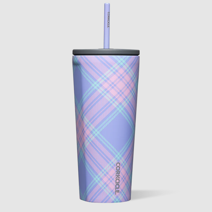Corkcicle Cold Cup 24oz Drinkware in Springtime Plaid at Wrapsody