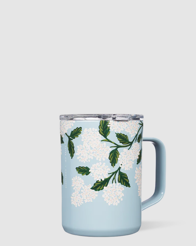 Corkcicle Mug 16oz Drinkware in Gloss Blue Hydrangea at Wrapsody