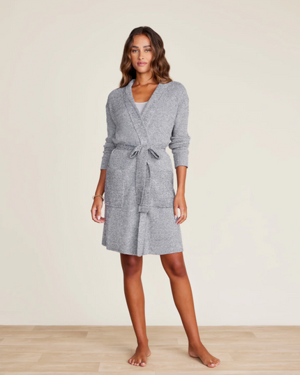 Barefoot Dreams CozyChic Lite Ribbed Robe Loungewear in Pacific Blue at Wrapsody