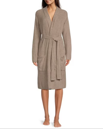 Barefoot Dreams CozyChic Lite Ribbed Robe Loungewear in Nickel at Wrapsody