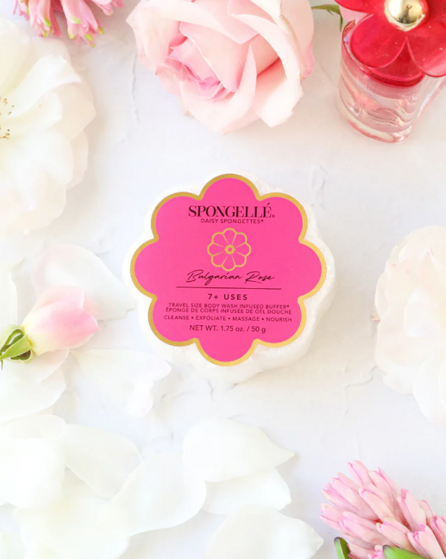 Spongelle Daisy Spongette Bath & Body in Bulgarian Rose at Wrapsody