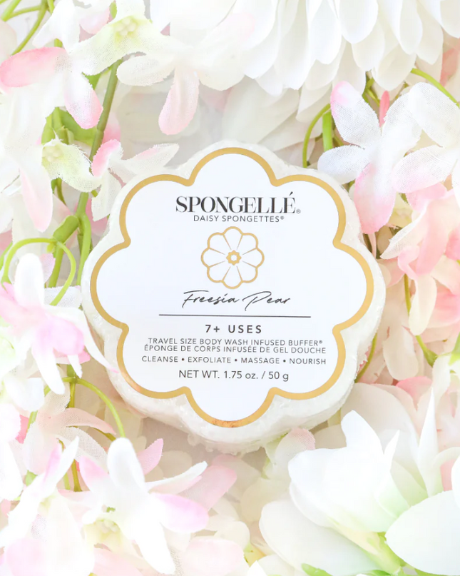 Spongelle Daisy Spongette Bath & Body in Freesia Pear at Wrapsody