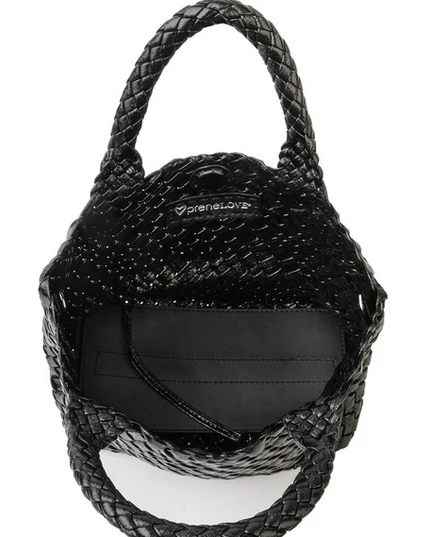 PreneLove Brandon Small Woven Tote - Metallic Black Totes in  at Wrapsody