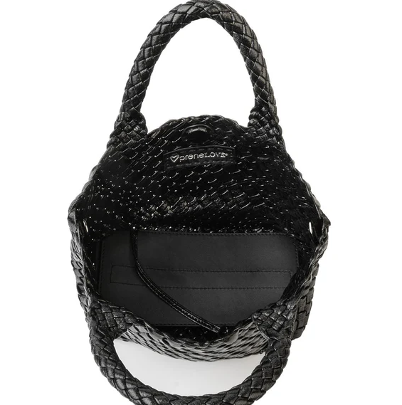 PreneLove Brandon Small Woven Tote - Metallic Black Totes in  at Wrapsody