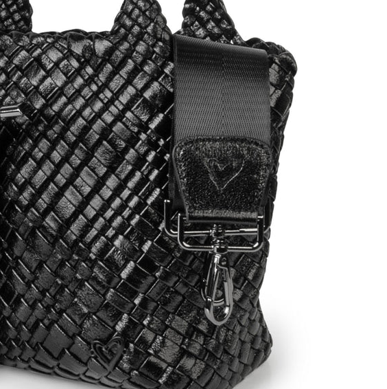 PreneLove Brandon Small Woven Tote - Metallic Black Totes in  at Wrapsody