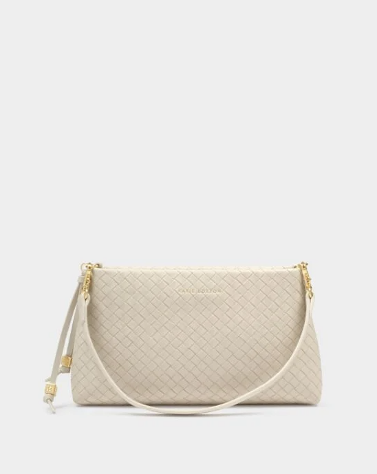 Nova Woven Small Shoulder Bag Oyster Handbags in at Wrapsody