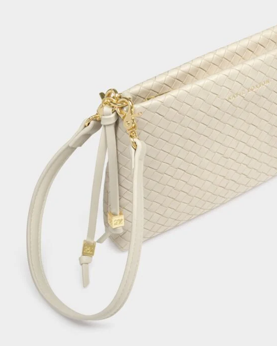 Nova Woven Small Shoulder Bag Oyster Handbags in at Wrapsody